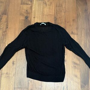 Zara Open Knit Black Crewneck Sweater